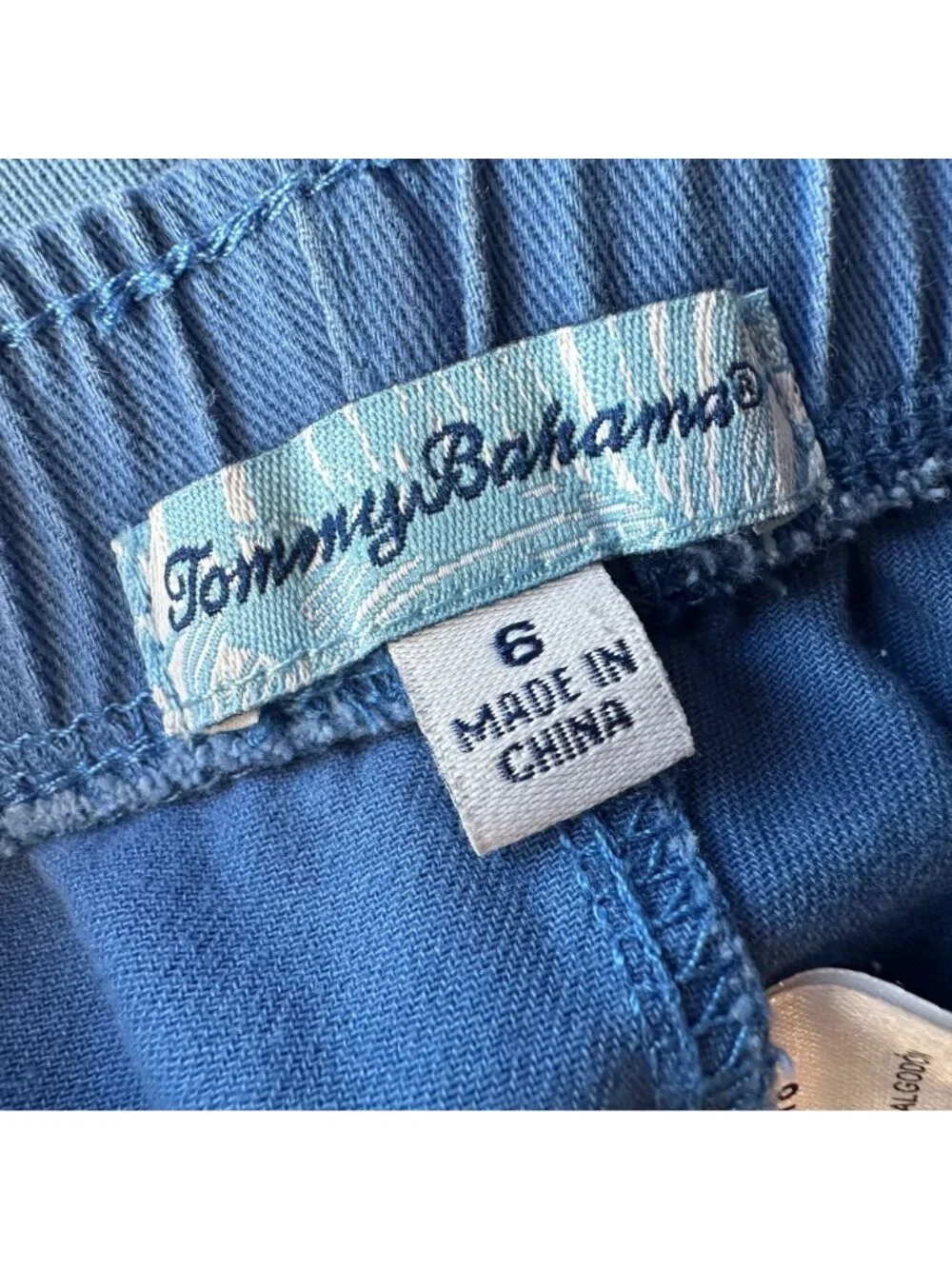 Tommy Bahama Boys 6 Shorts Pull On Cargo Shorts Logo Blue Elastic Waist Pockets